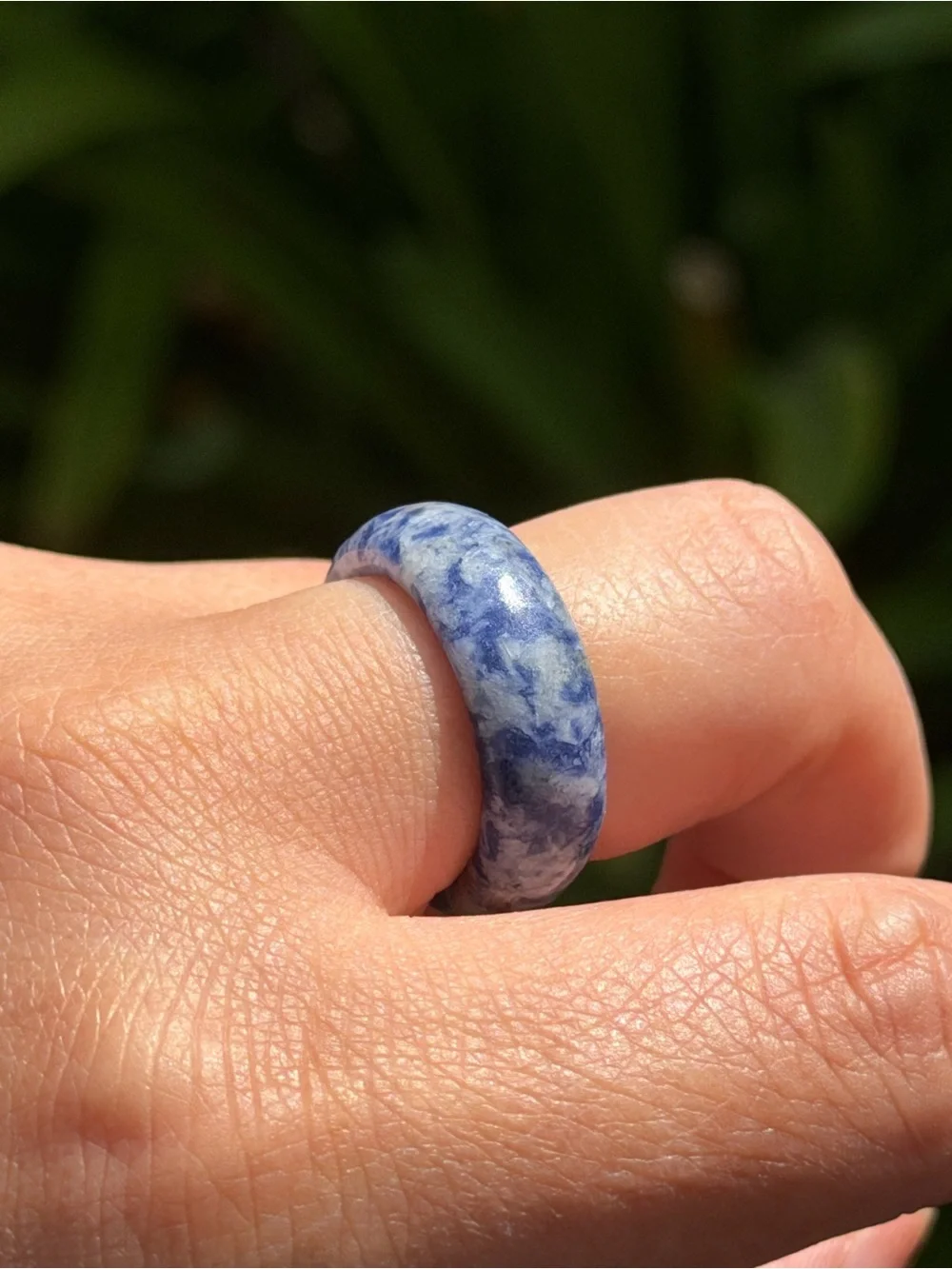 Size 7.5 Blue Marbled Sodalite Band Ring 2327